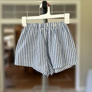 blue and white striped shorts